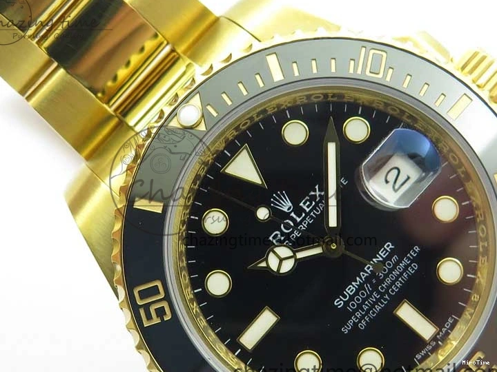 MiroTime 0111 WaterResistant Submariner 116618 LN D1F Best Edition YG Wrapped Black Dial on YG Wrapped Bracelet A 2588